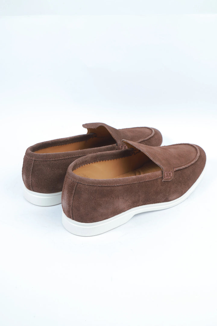 Brown Suede Leather Boat Loafer