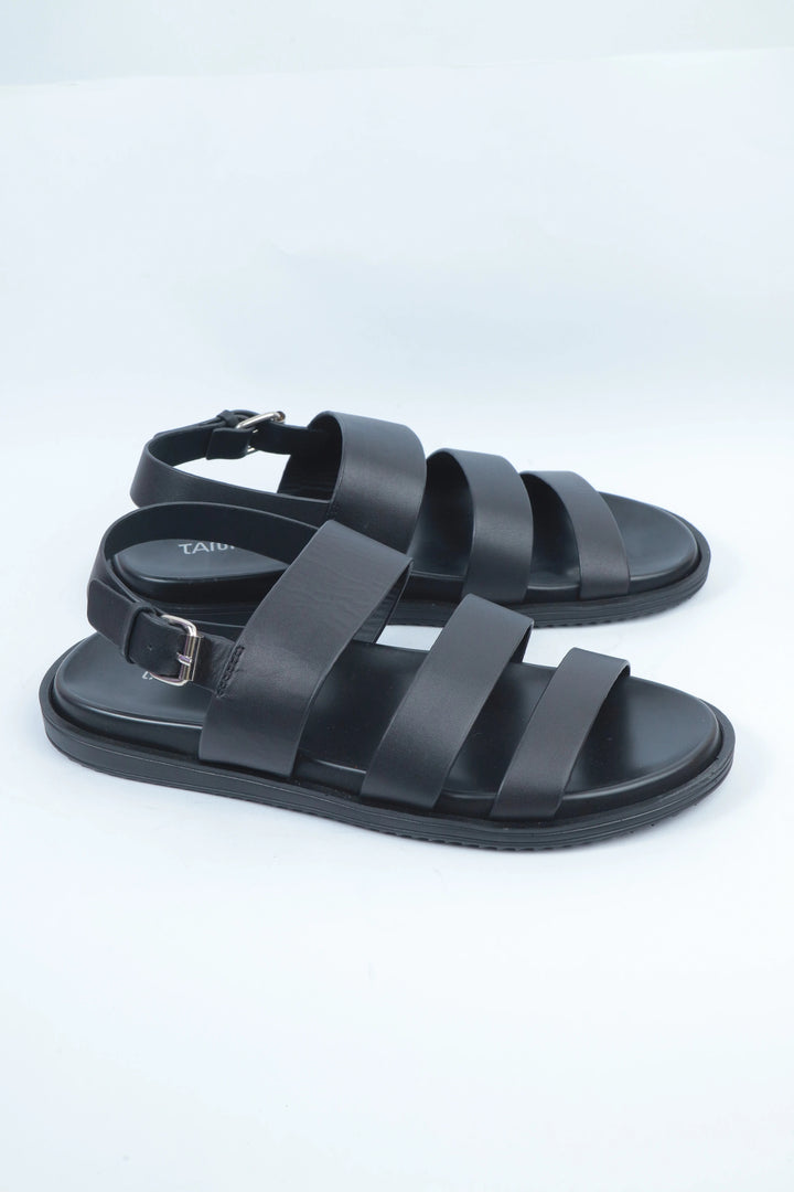 Black Leather Strap Sandal