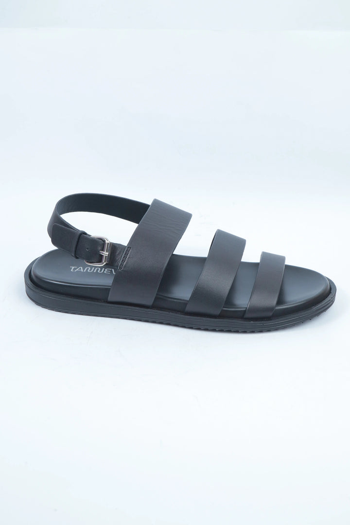 Black Leather Strap Sandal