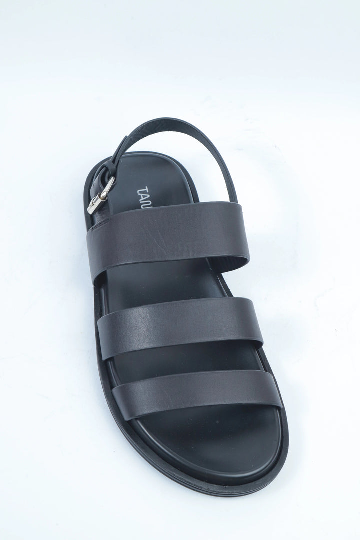 Black Leather Strap Sandal