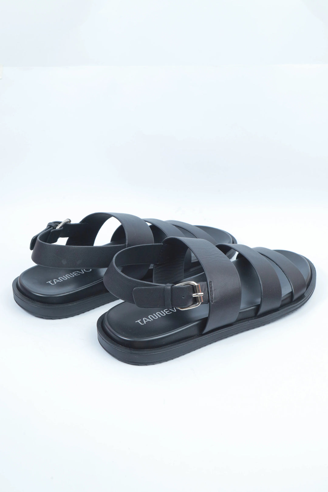 Black Leather Strap Sandal