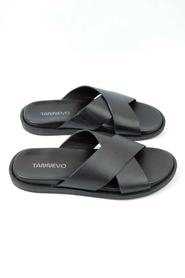 Modern Black Leather Slipper