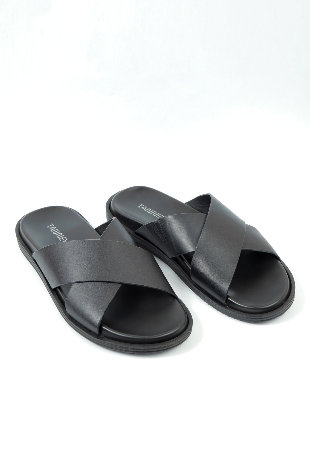 Modern Black Leather Slipper