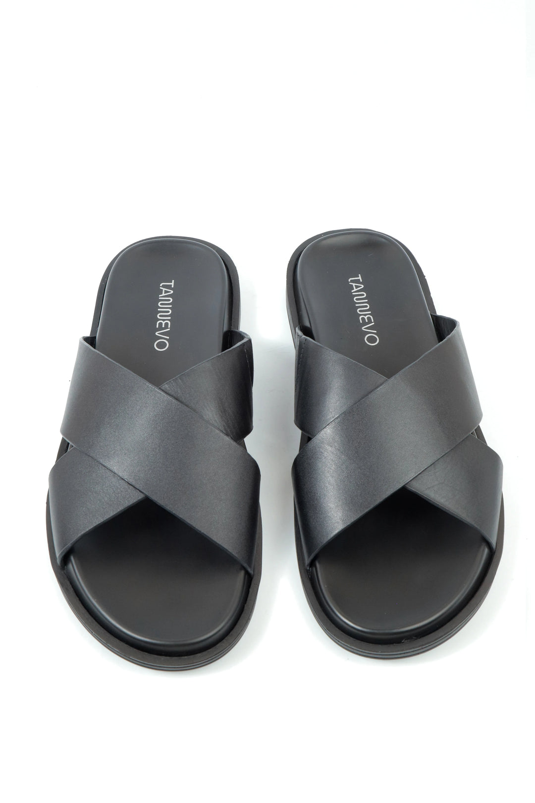 Modern Black Leather Slipper