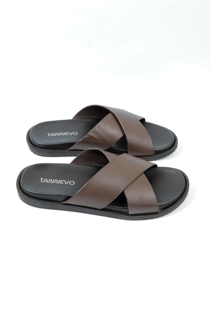Modern Dark Brown Leather Slipper