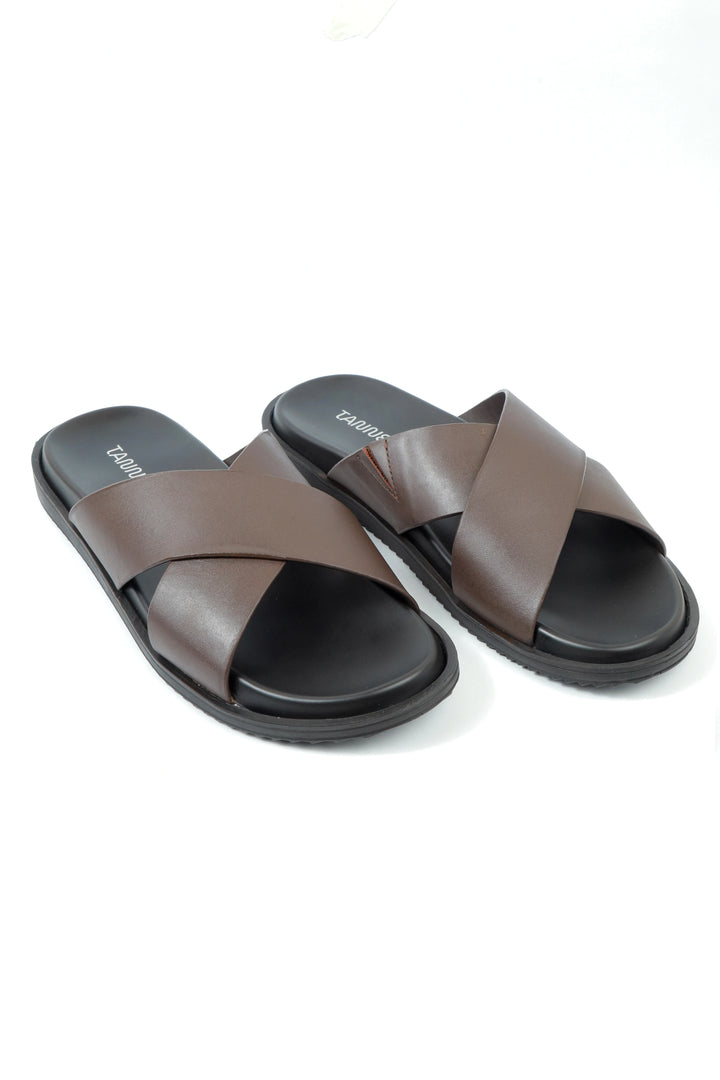 Modern Dark Brown Leather Slipper