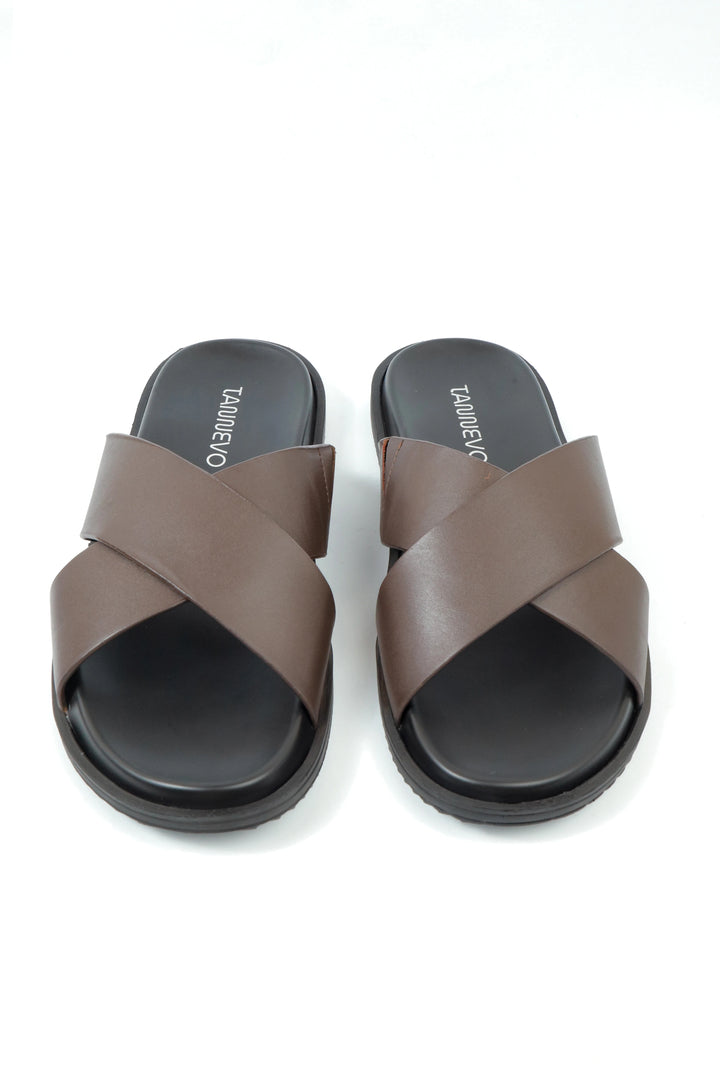 Modern Dark Brown Leather Slipper