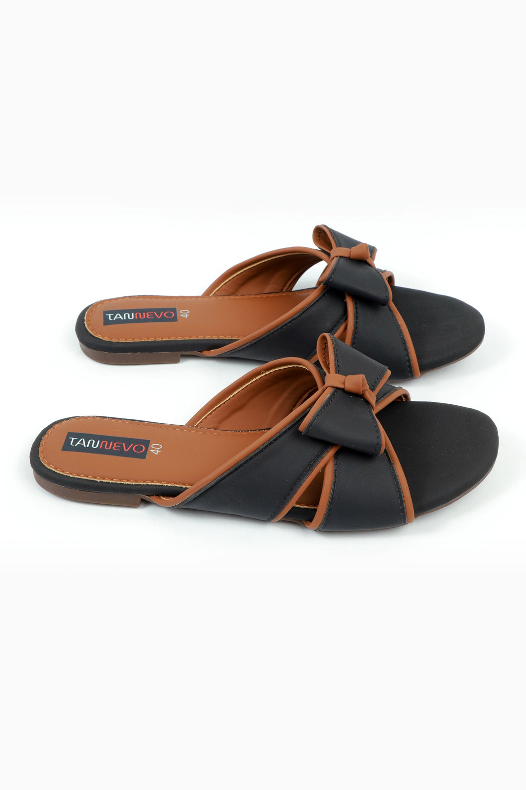 Women's Dark Blue Bow Strap Flat Slipper