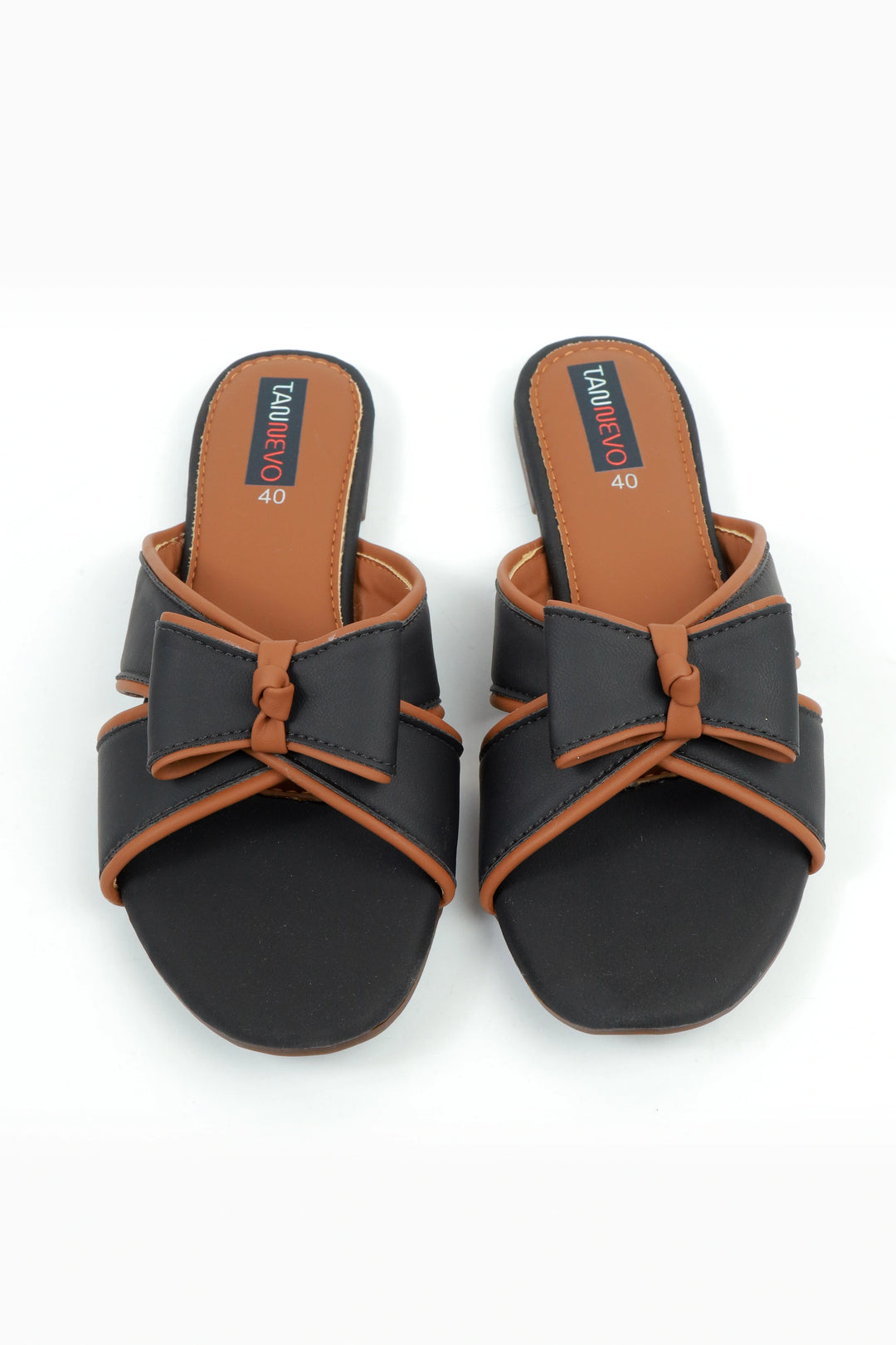 Women's Dark Blue Bow Strap Flat Slipper