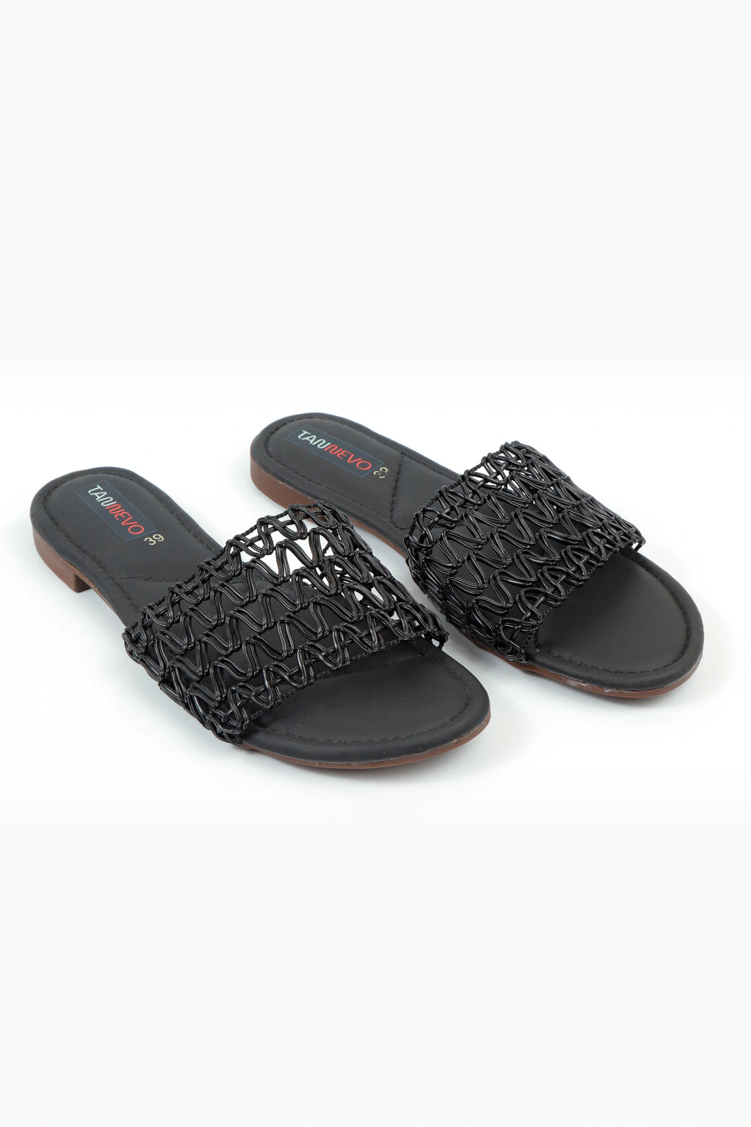 Black Woven Flat Slipper for Women