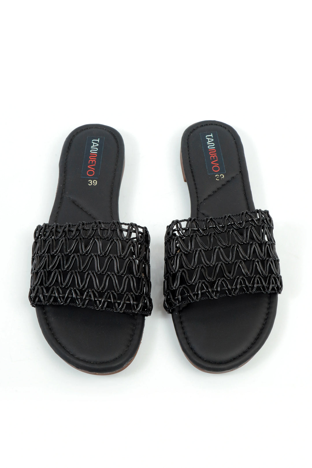 Black Woven Flat Slipper for Women