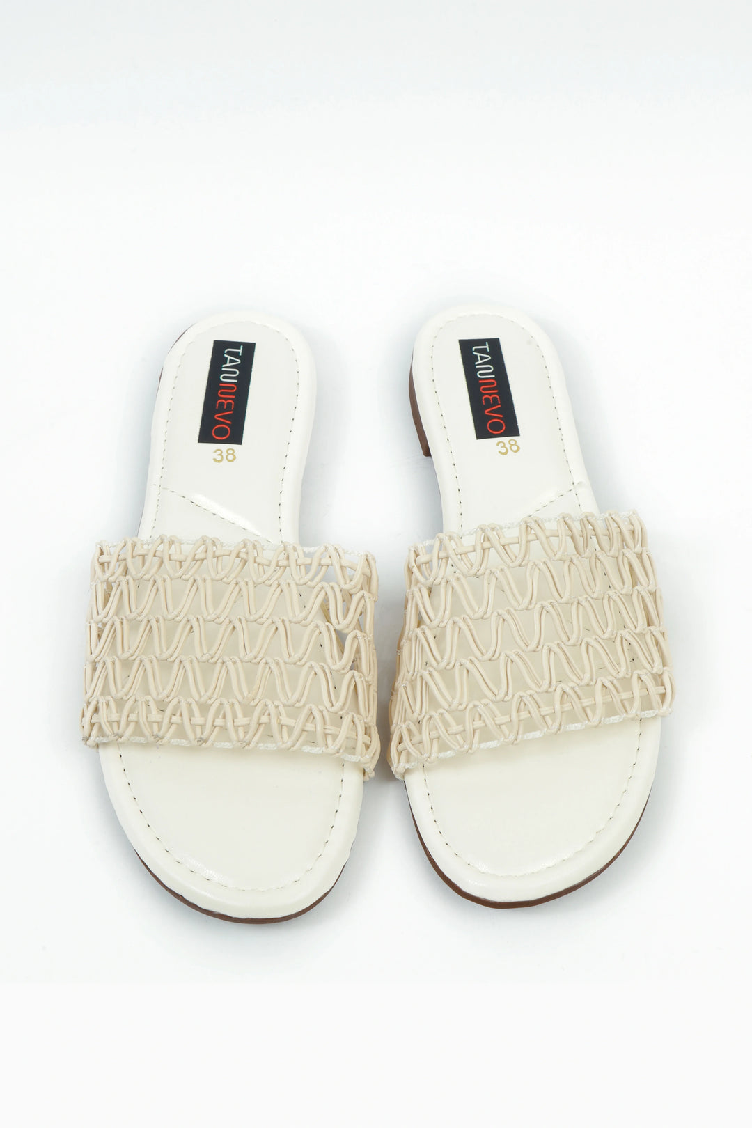 White Woven Flat Slipper for Women