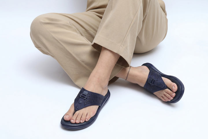 Navy Premium PU Medicated Chappal
