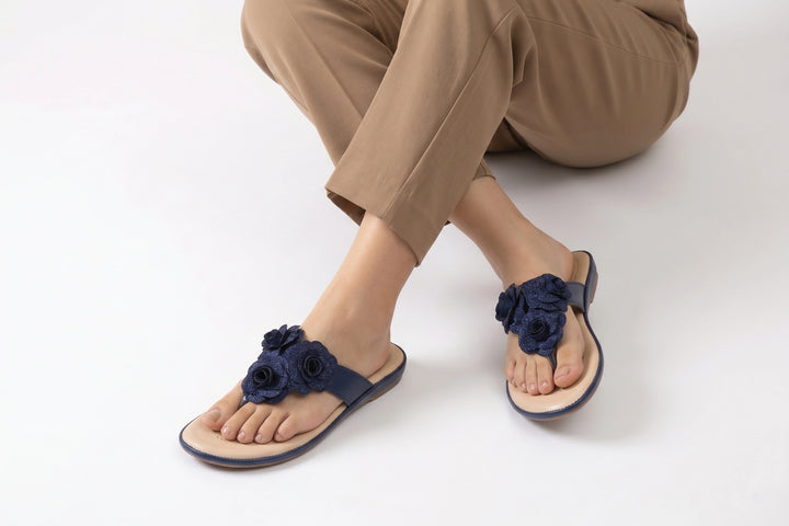 Elegant Navy Blue Medicated Slipper