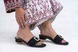 Sophisticated Black Leather Open Slipper