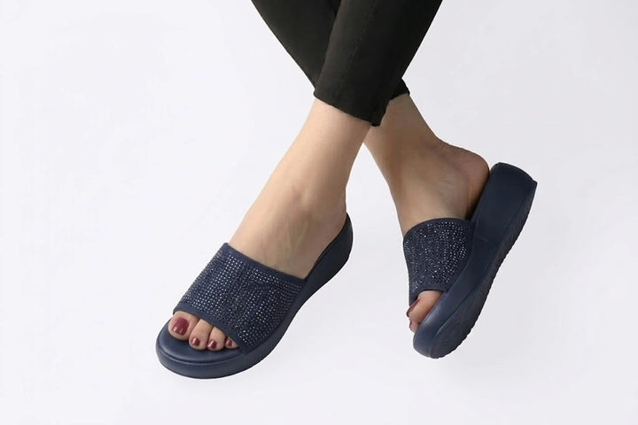 Luxury Navy Designer Medicated Slipper