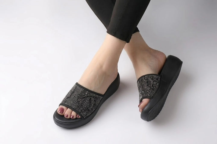 Luxury Black Designer Medicated Slipper