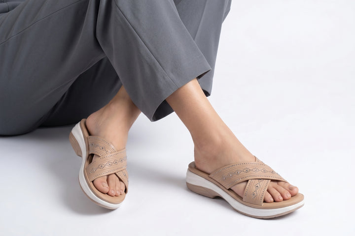 Khaki Chic PU Medicated Slipper