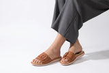 Brown Elegant PU Medicated Slipper