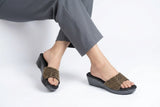Black Minimal PU Medicated Slipper