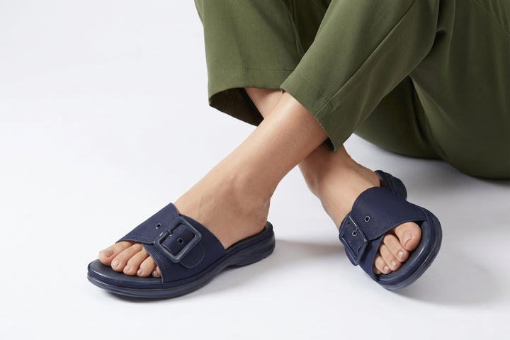 Navy Classic PU Medicated Slipper