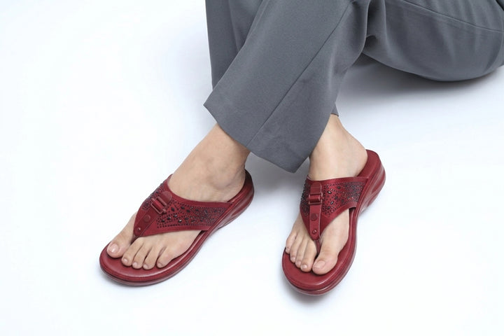 Maroon Premium PU Medicated Chappal