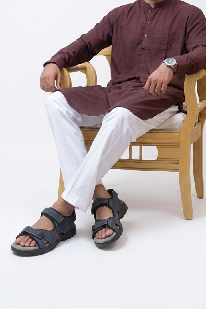 Nubuck Leather Navy Blue Sandal