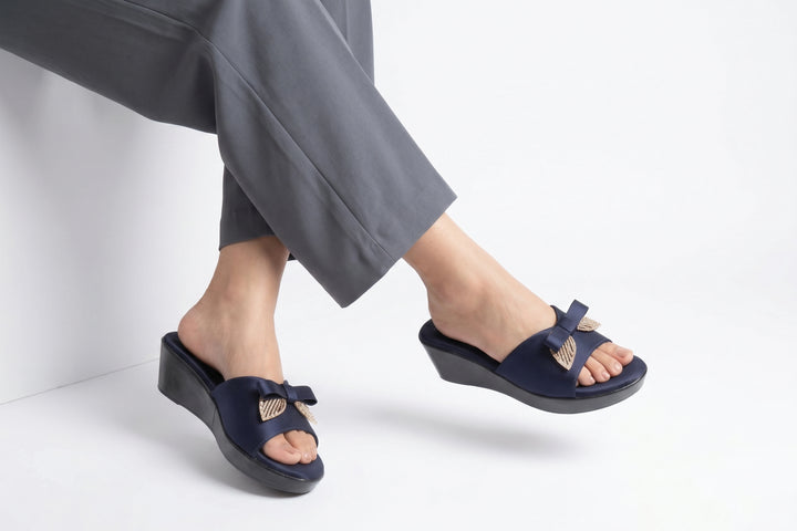 Navy Premium PU Medicated Slipper