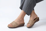 Beige Minimal PU Medicated Slipper