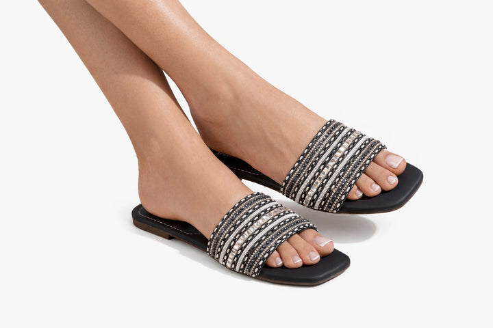 Modern Black Flat Slipper
