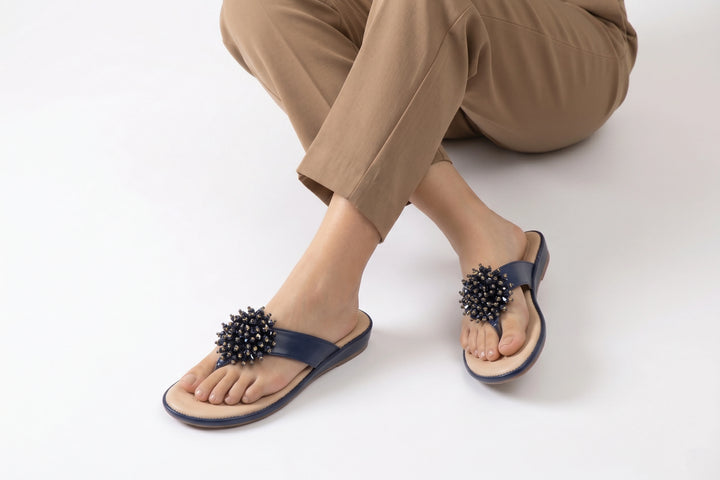 Minimal Navy Blue Medicated Premium Slipper