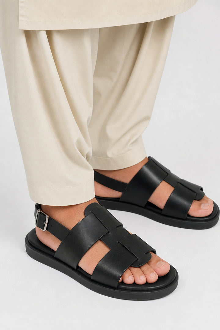 Classic Black Leather Sandal