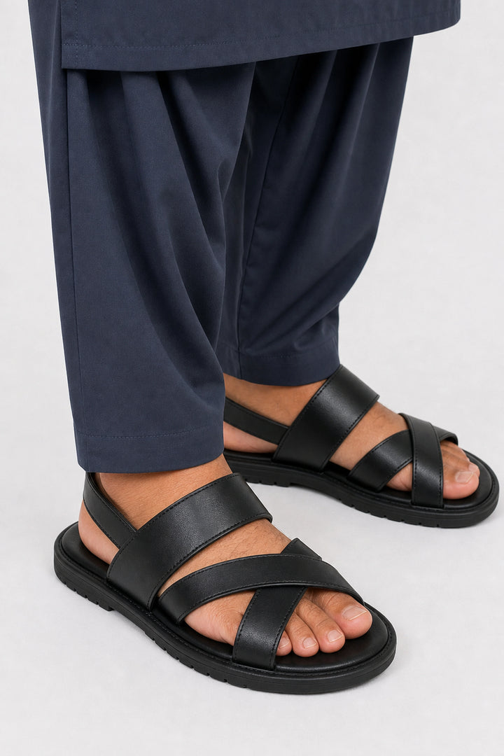 Luxury Black Leather Sandal